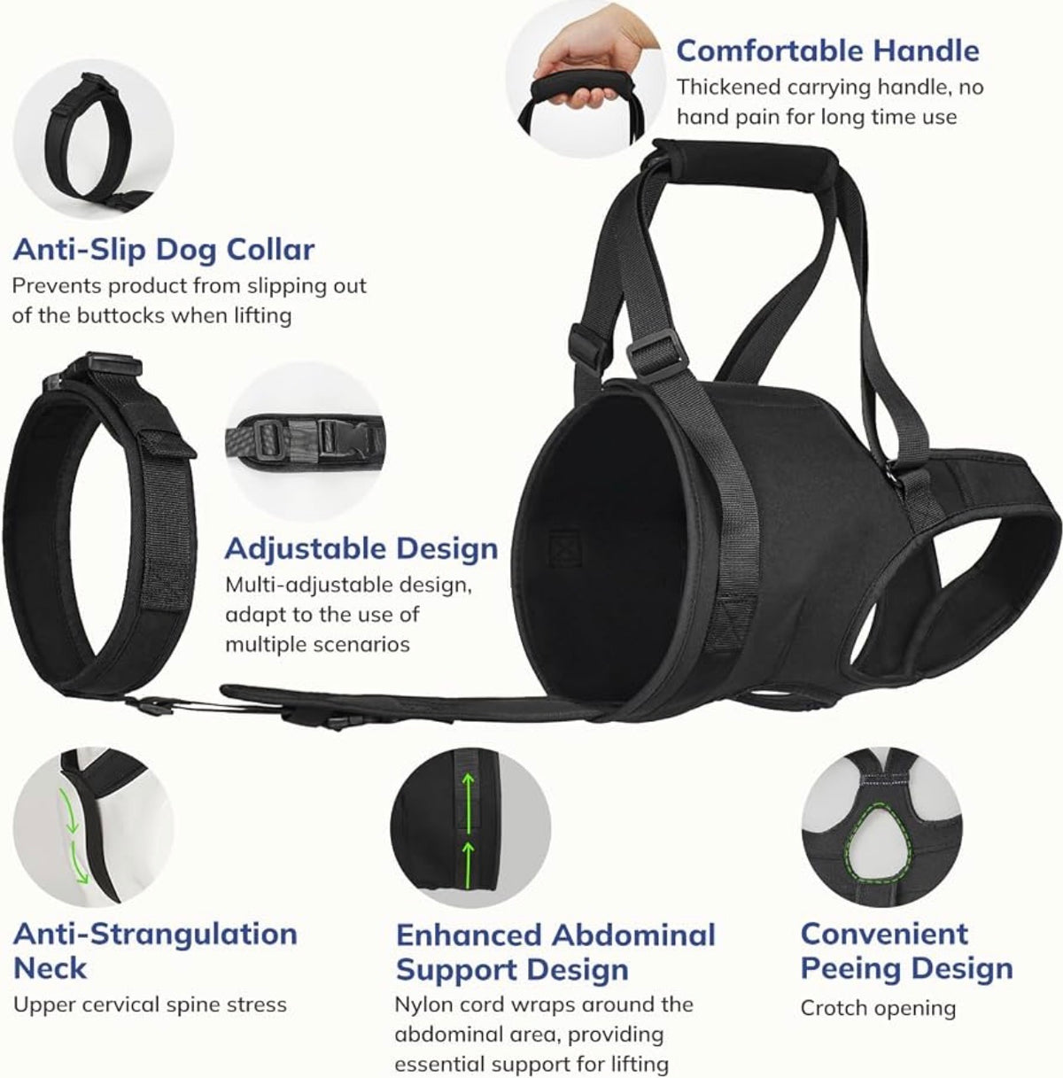 Dog Sling for Large Dogs Hind Leg Support, Dog Back Leg Lift Harness
Help Large Breed Rear Leg Up, Senior Dog Lift Assist for Weak Back Leg, Mobility Aid for Elderly, Injured, Paralyzed Dog, Small