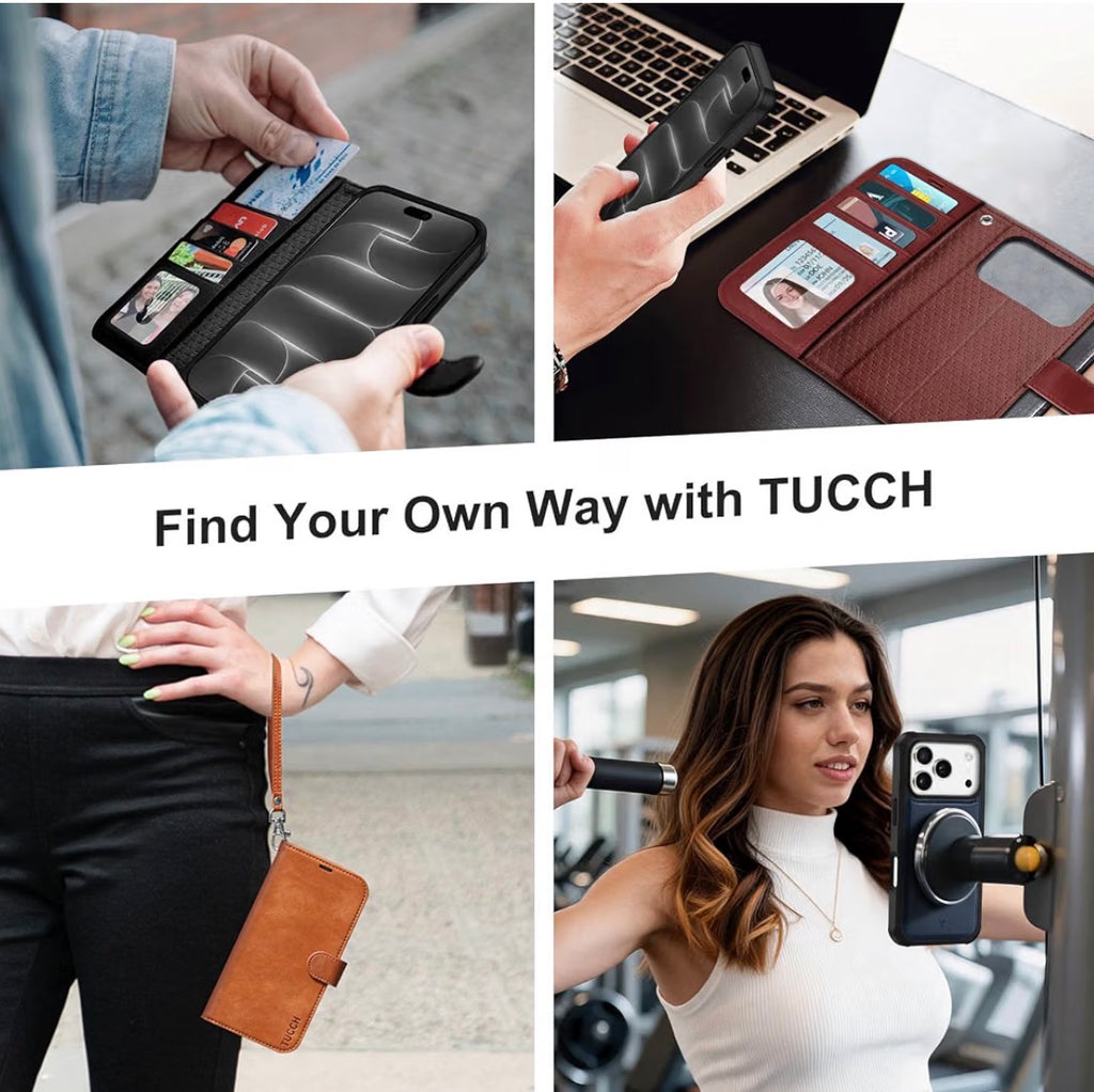 Detachable Wallet Case for iPhone 18 Pro/17 Pro (6.3"), Light Brown, 4 Card Holders, RFID Blocking, Wireless Charging, Kickstand, Wrist Strap, Shockproof TPU, PU Leather, Magnetic, Folio Cover