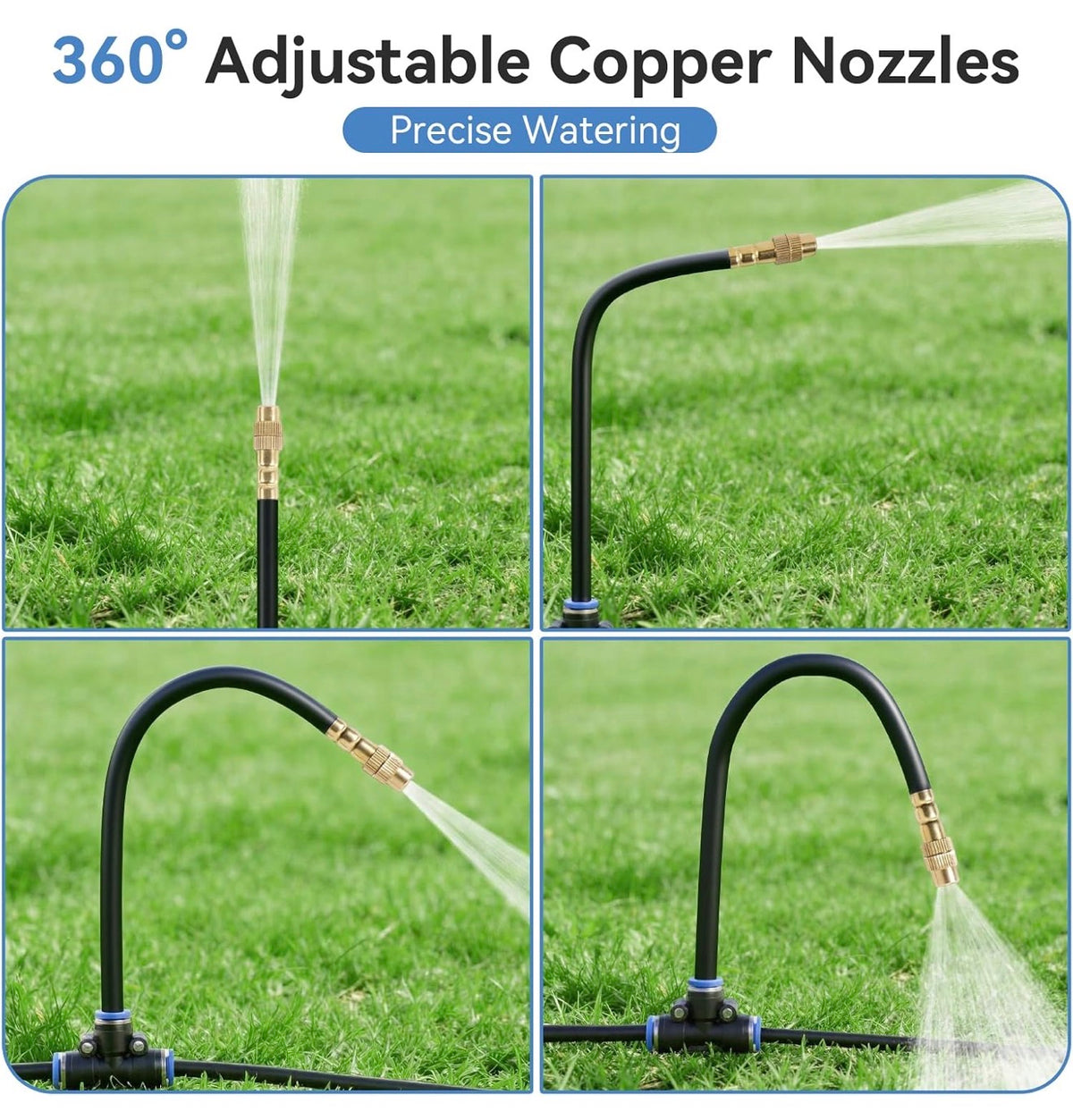 Drip Irrigation System 100FT 1/4" (17PCS Nozzles) for Garden, 83 PCS Leak-Proof Garden Watering System, 360° Adjustable Automatic Plant Water Kit for Raised Beds, Greenhouse, Lawn, Patio, Yard