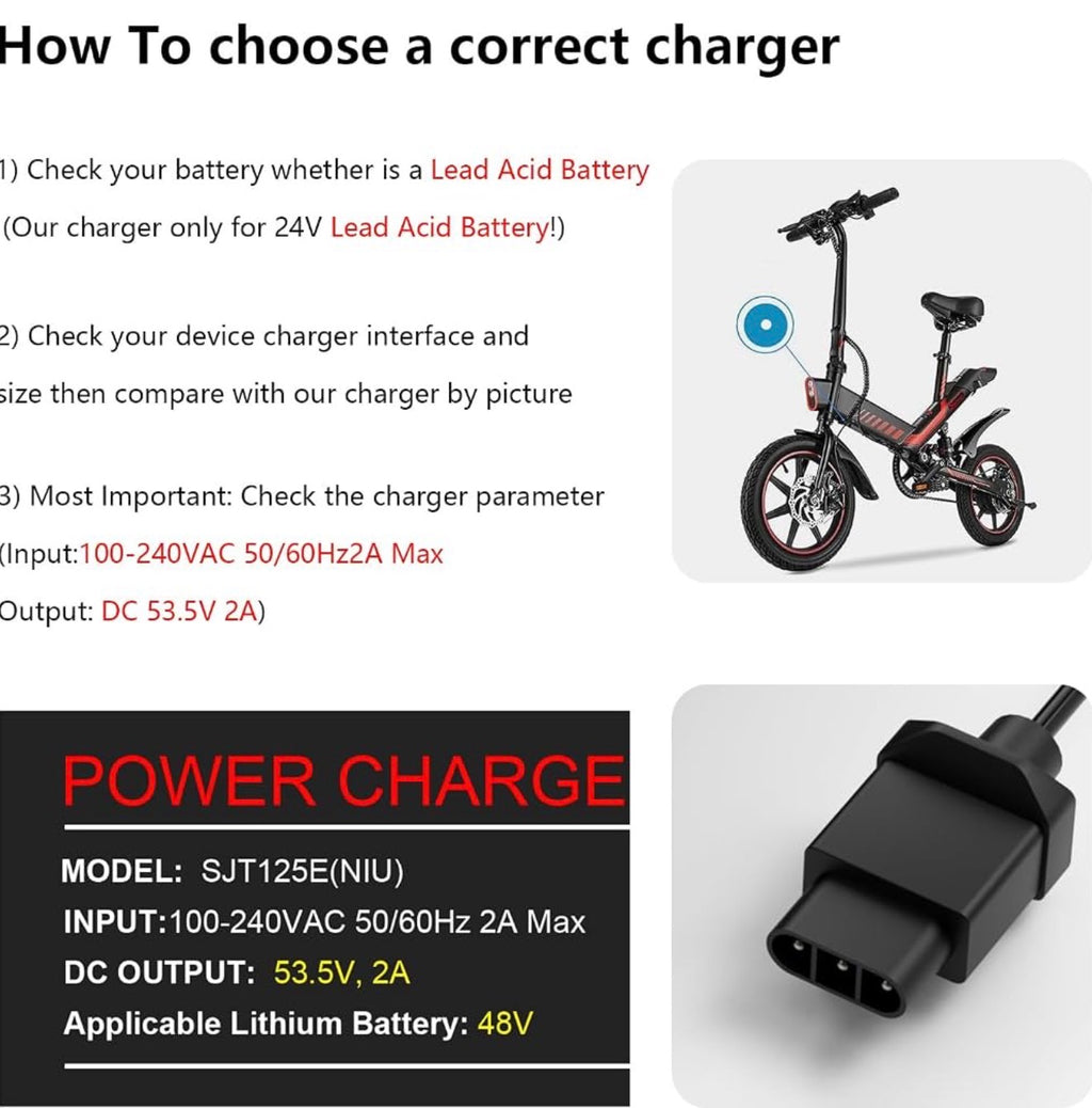 53.5V 2A Electric Scooter Charger for NIU KQi2 Pro KQi3 Models