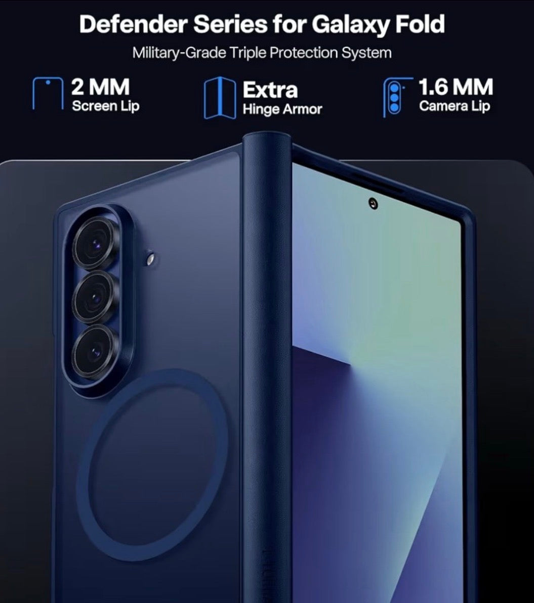 TORRAS - Magnetic Shockproof for Samsung Galaxy Z Fold 7 Case, Blue
2x Screen Protector Included, Fit for MagSafe, 4X Military Grade Hinge Protection, Translucent Slim, Silk-Smooth Matte Feel