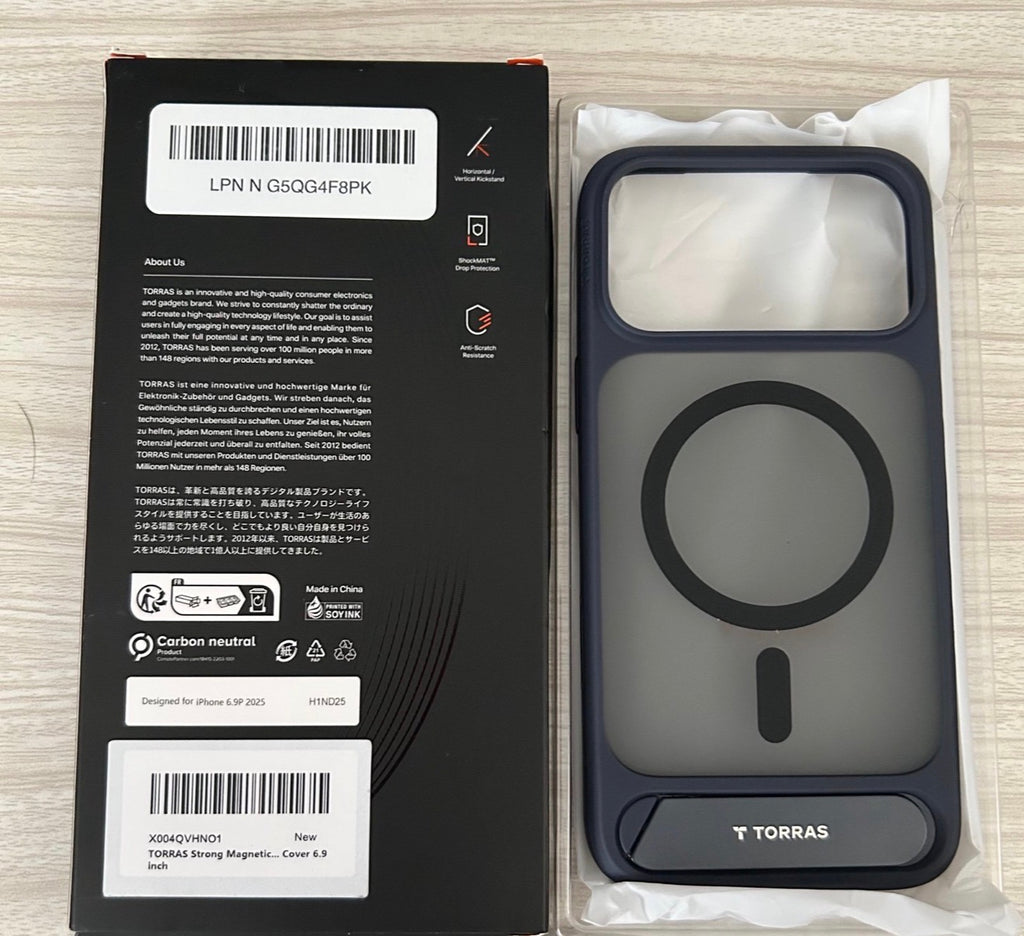 TORRAS Strong Magnetic Seamless Stand for iPhone 17 Pro Max Case Deep Blue
Fit for MagSafe, Military Grade Drop Protection, Invisible Adjustable Kickstand, Camera Control Button, Translucent Matte