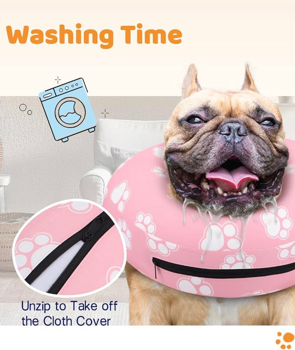 Supet Inflatable Dog Cone Collar for Medium Dogs, Soft Cone Collar for Dogs Cats, ECollar Doggie Neck Donut Dog Cone Alternative After Surgery