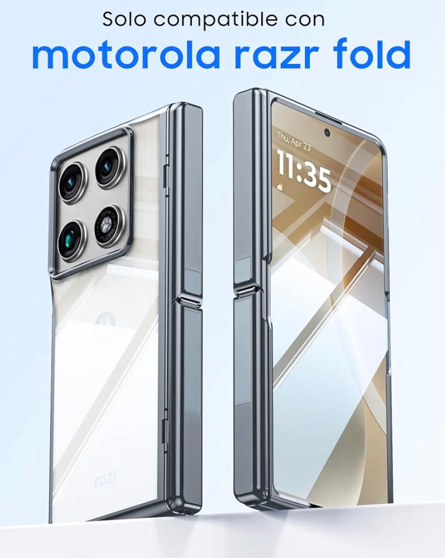 for Motorola Razr Fold Case 2026 Phone Case Built-in Screen Protector & Hinge Protection & Hidden Kickstand Razr Fold Case with Full Body Shockproof Protective Phone Case for Moto Razr Fold, Dark Silver Chrome