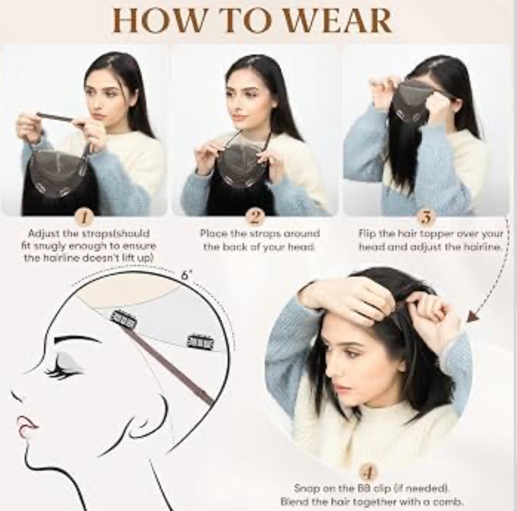 Lace Front Hair Toppers with Band for Women 5.5x4 Pre-cut Closed Lace Hairline Synthetic Straight Hair Wear and Go Glueless Toppers for Beginners Chestnut