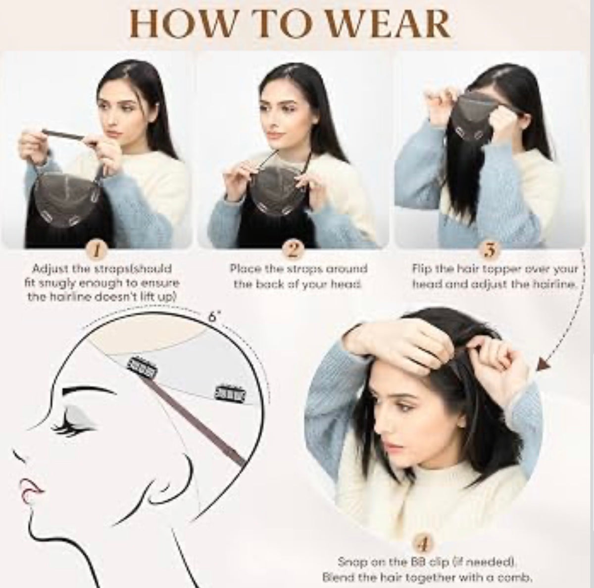 Lace Front Hair Toppers with Band for Women 5.5x4 Pre-cut Closed Lace Hairline Synthetic Straight Hair Wear and Go Glueless Toppers for Beginners Chestnut
