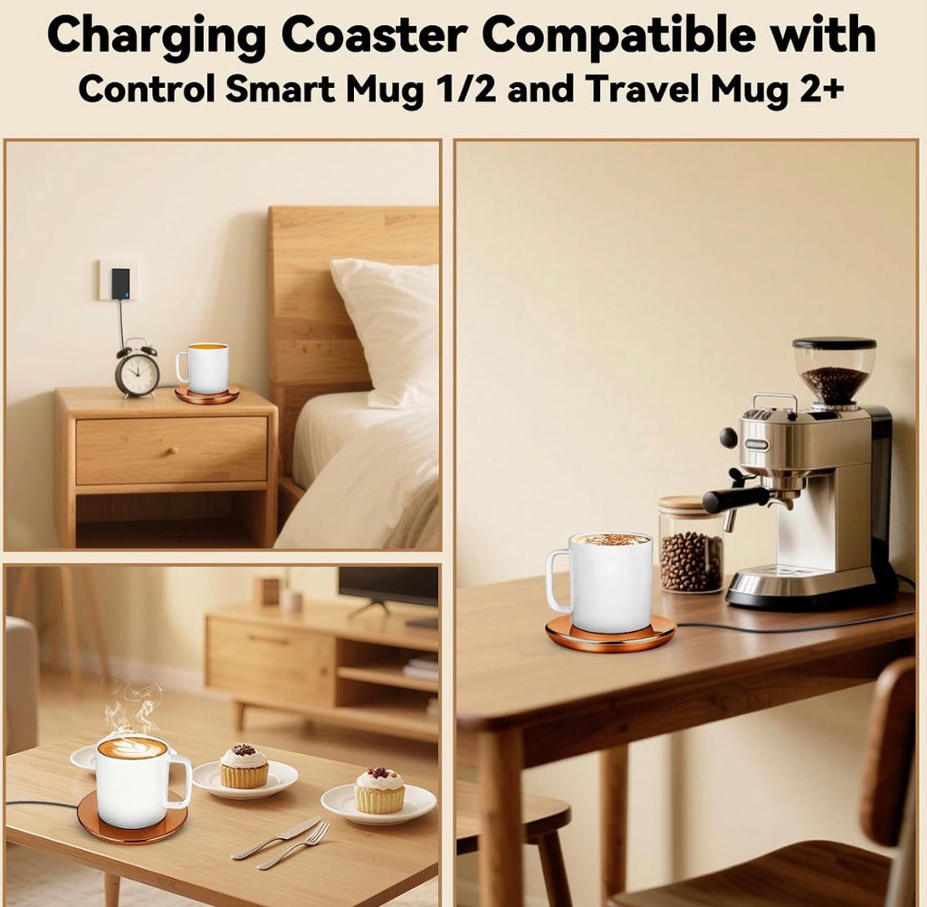 Charging Coaster 2 Compatible with Temperature Control Smart Mug 2,Mug1,Cisain Mug Power Cord for Em/BER Smart Temperature Control Mugs (Copper)