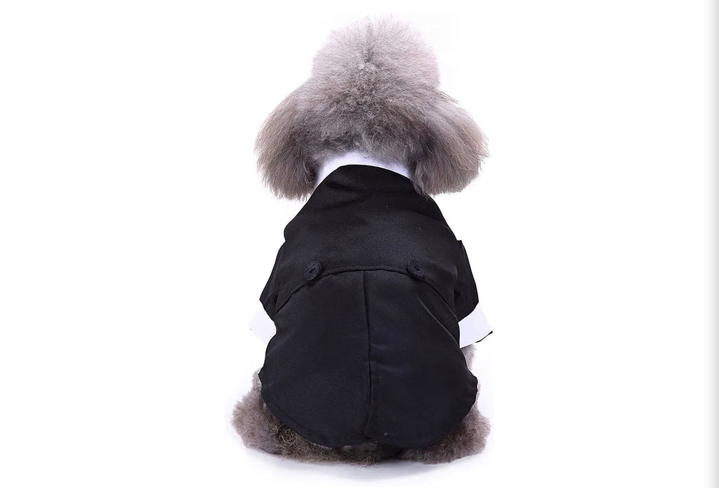 Black & White, Dog Shirt for Wedding, Puppy Tuxedo, Dog Formal Wear, Doggie Tux, Suit and Tie Costume Black, Medium