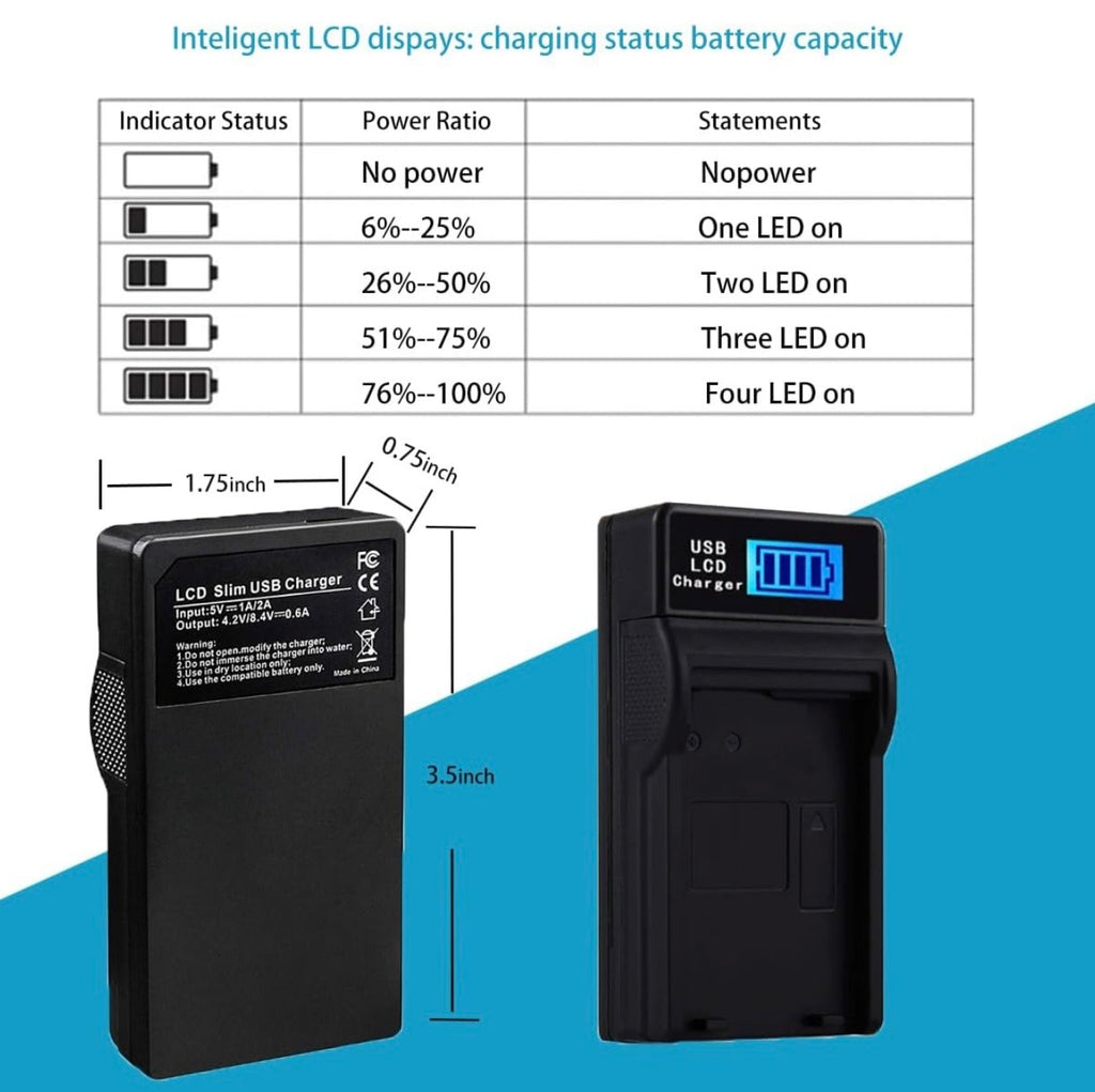 2 Pack, NP-120 Battery and Charger Kit, Replacement for Fujifilm NP-120 NP-120B FNP120, Compatible with Toshiba PX1657 Pentax D-LI7 Ricoh DB-43 Contax BP-1500S