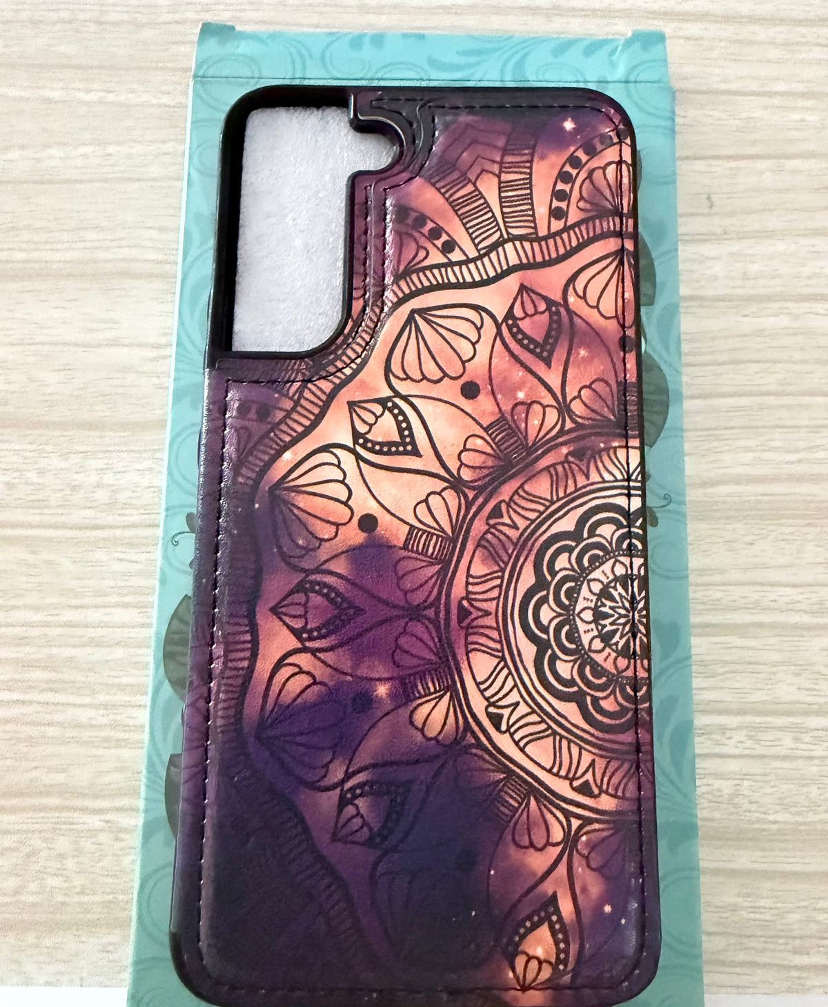 Wallet Phone Case for Samsung Galaxy S22+ Plus - Mandala Purple/Black/Beige/Orange