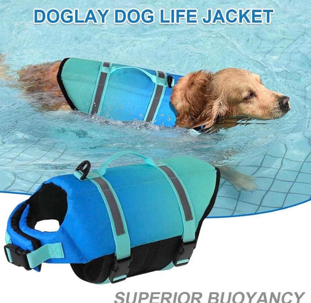 Doglay Dog Life Jacket, Life Vest for Swimming and Boating, Adjustable Puppy Life Jacket with Reflective Stripes, Superior Buoyancy Pet Swimming Vest for Extra Small Dogs