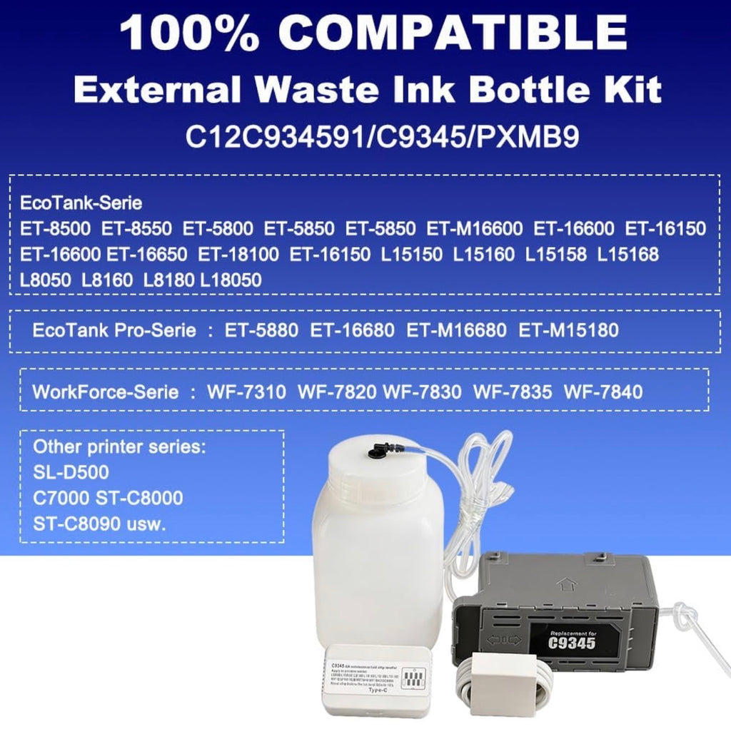 C9345 DTF Ink Maintenance Box with External Bottle and chip Resetter for ET-8550 ET-16600 ET-5850 ET-5800 ET-16650 ET-8500 WF-7840 WF-7820 ET-5880 WF-7310 ST-C8000 ST-C8090 (PXMB9/C12C934591)