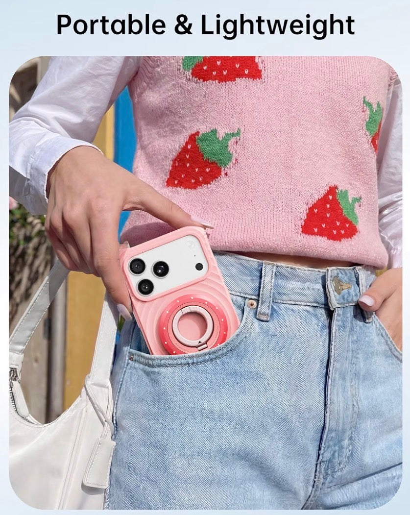 Magnetic Phone Ring Holder, for MagSafe Phone Grip Stand Kickstand, 360° Rotation, Double-Sided Magnet, Phone Grip Finger Holder, for iPhone or Samsung, MagSafe Accessories, Berry Pop