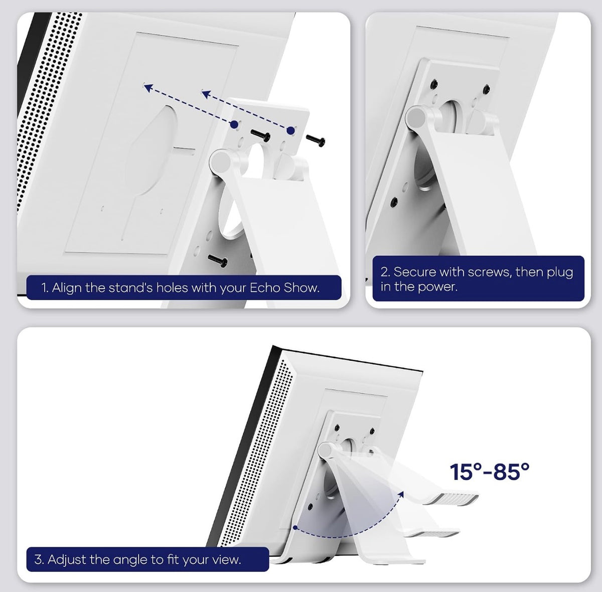 Desktop Stand Compatible for Echo Show 15, BX156 Monitor,etc - Secure Horizontal Mount with Anti-Tip Design | Portable for Kitchen Counter, Desk, Home Office & Living Room