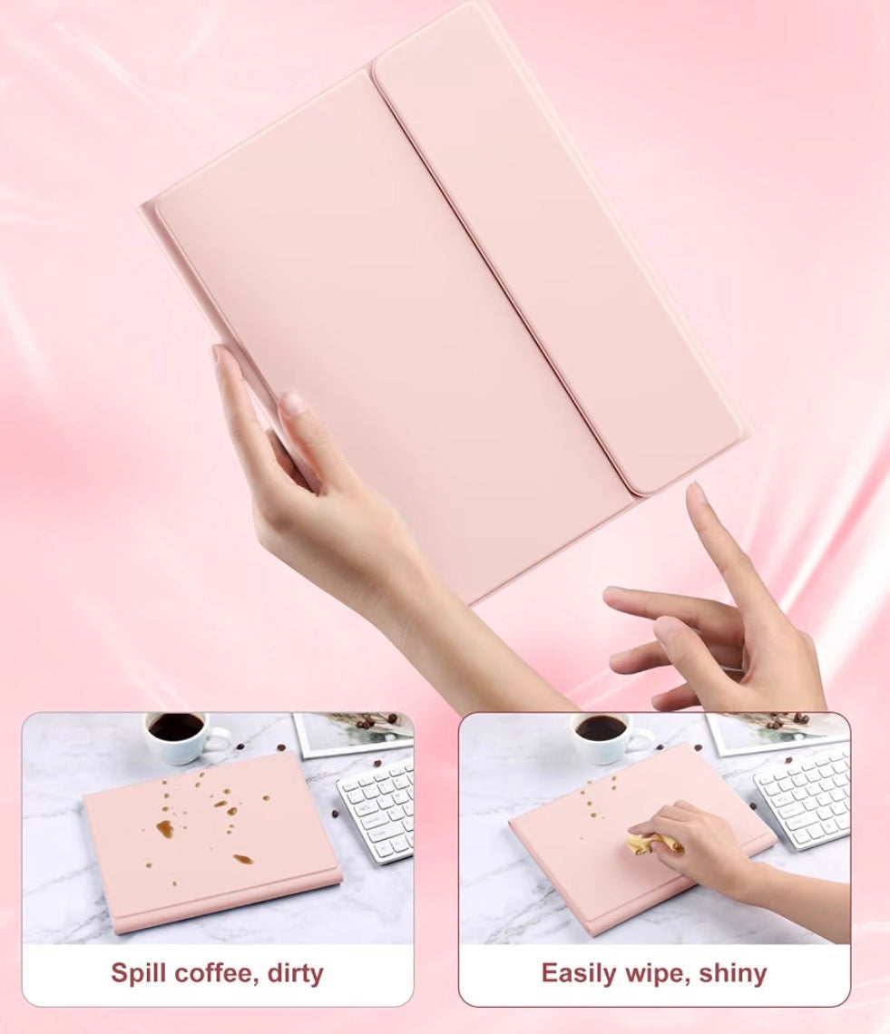 Multi-Touch Trackpad, 7 Colors Backlit, Detachable Keyboard for iPad A16 11 inch/10th Gen with Pencil Holder, Light Pink