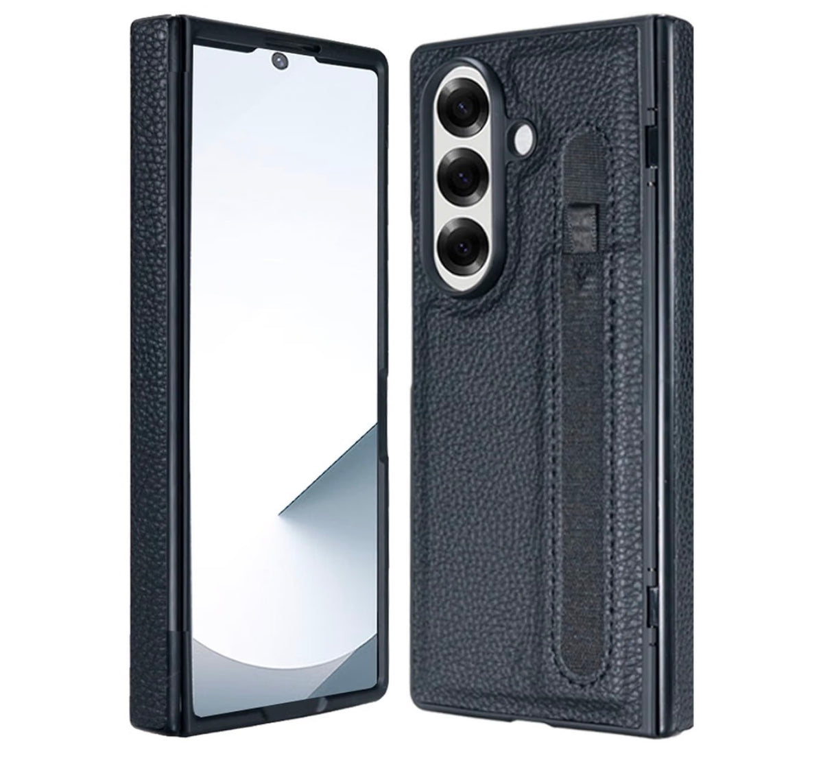 for Samsung Galaxy Z Fold 7 Case with S Pen Holder, Spring Hinge Protection Hard PC & Stylish PU Leather Anti Fingerprint Anti Scratch Anti Slip Protective Cover (Black)