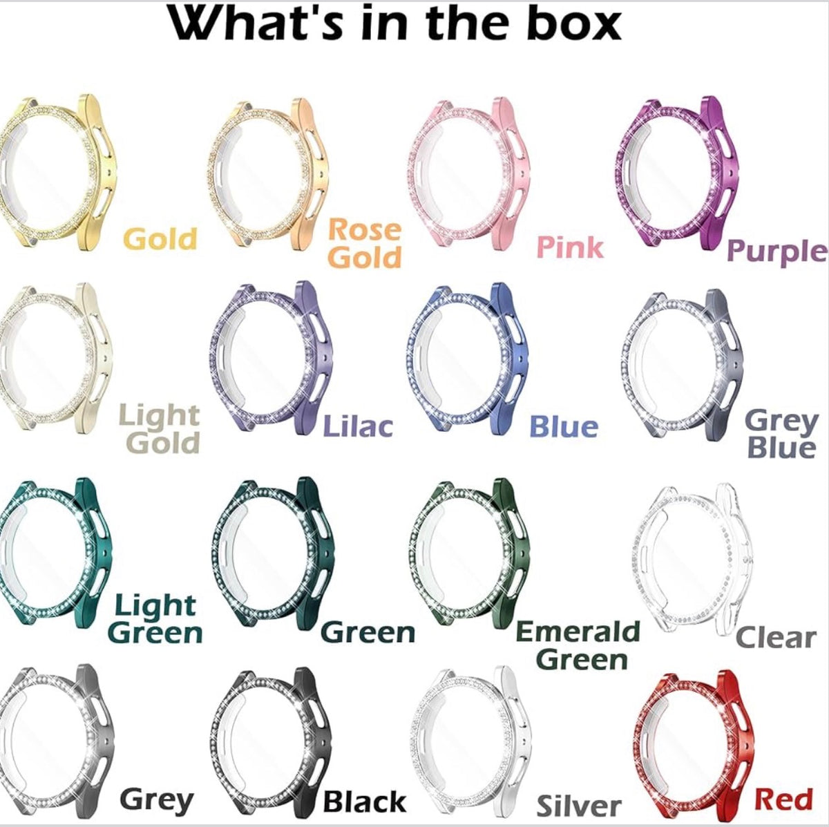 I Watch Screen Protector Compatible with Samsung Galaxy Watch 5/4 40mm, Bling Glitter Case TPU Soft Cover Full Protection with Sparkly Rhinestone for Galaxy Watch5/4/FE 40MM (16 Colors)