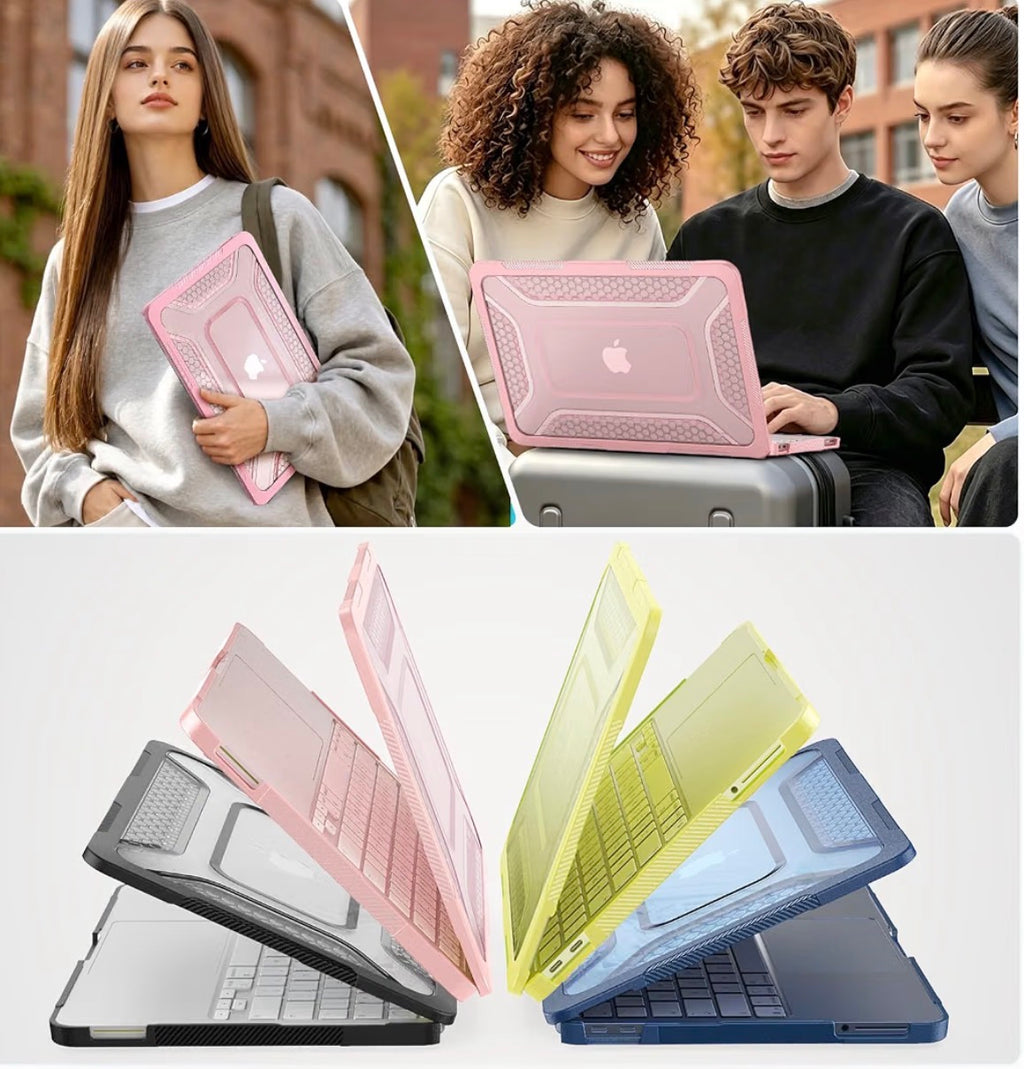 Case for MacBook Neo 13 inch with Stand, Keyboard Cover, Mouse Pad Anti-Scratching Protective Hard Cover, Foldable Ergonomic Stand, for Mac Book Neo 13 2026, A3404, A18 Pro Chip, Pink
