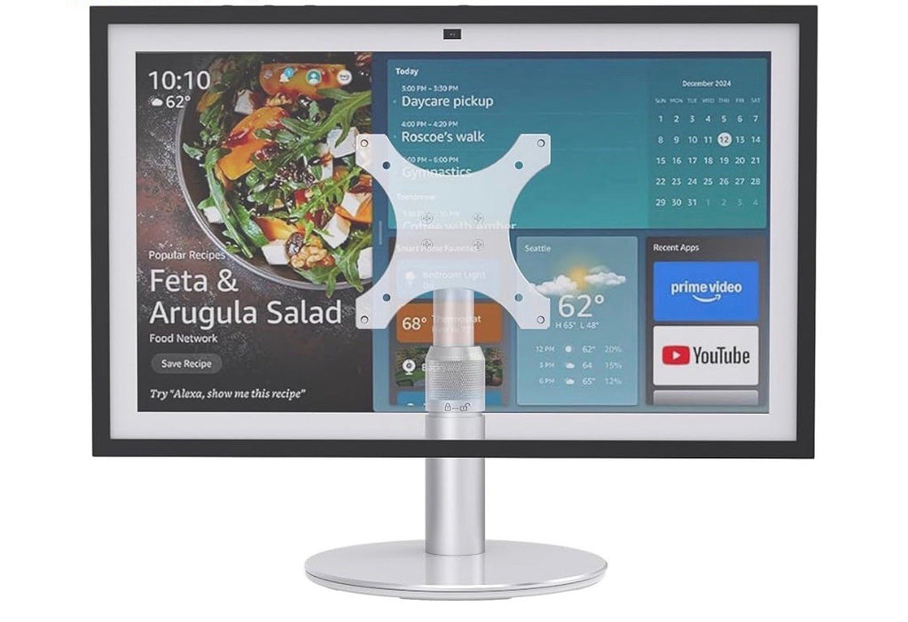 Metal Stand for Echo Show 21 & Show 15, 21cm Lift, Swivel & Tilt
Aluminum Alloy, 360° Swivel, 90° Tilt, Kitchen Used, Rotatable Stand, Space-Saving, Echo 21 Stand, Desktop Base for Echo 15 - Silver