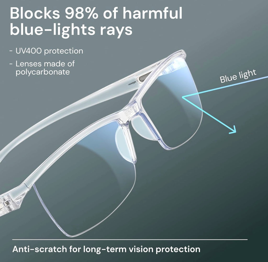 Gaoye Executive Style Reading Glasses Men - Durable Readers with Blue Light Filtering- Comfortable Fit with TR90 Frames - 6 Pack, 2.0x