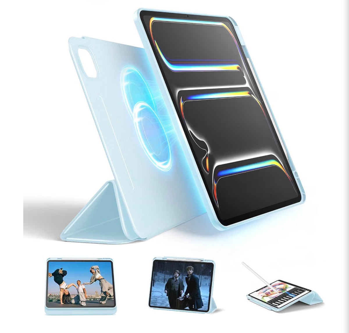 Magnetic Case for iPad Pro 13 Inch M5/M4 [2025/2024 8th/7th Gen] Detachable Hybrid Protective Case with Pencil Holder, Portrait/Landscape Stand, Durable Protection, Auto Wake/Sleep-Blue