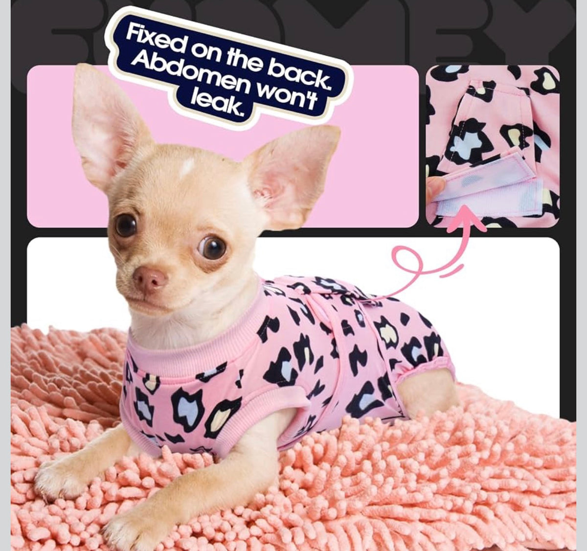 Size XL - Dog Recovery Suit Onesie for Post-Surgery - Pink Leopard Print