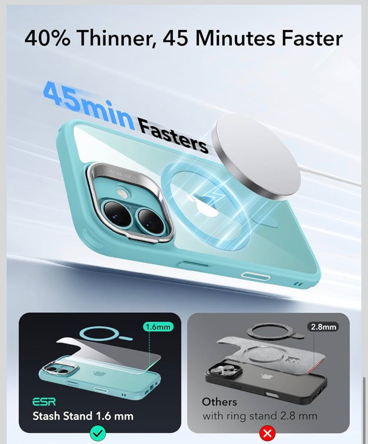 ESR - Magsafe Phone Case for iPhone 16+ Plus - Clear w/Green/Blue