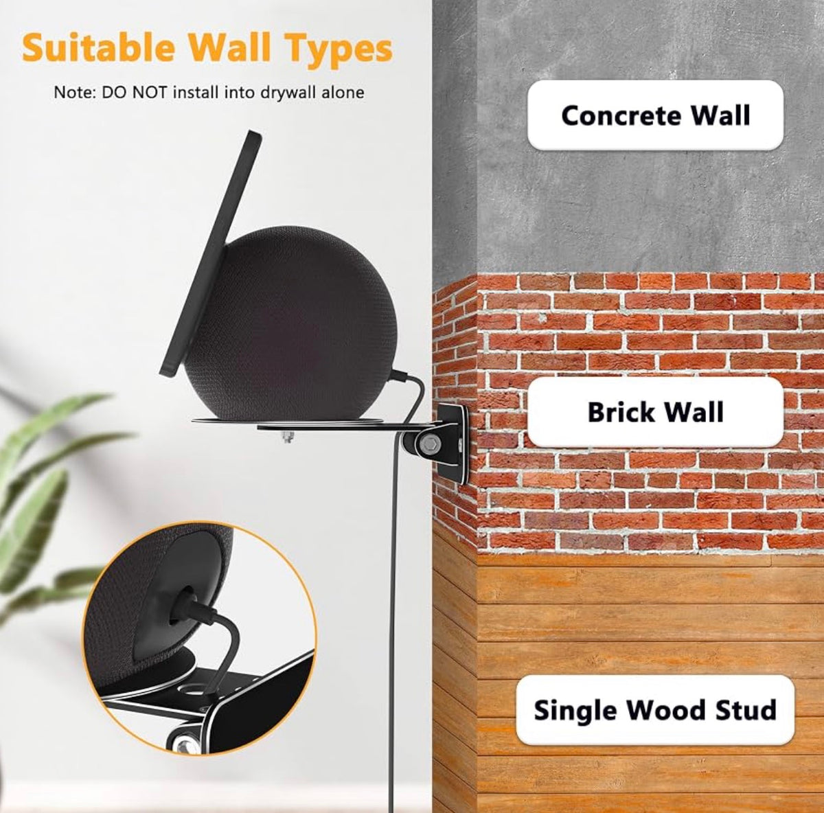 Magnetic Wall Mount Shelf Compatible with Echo Show 8 & Echo Show 11 - Black