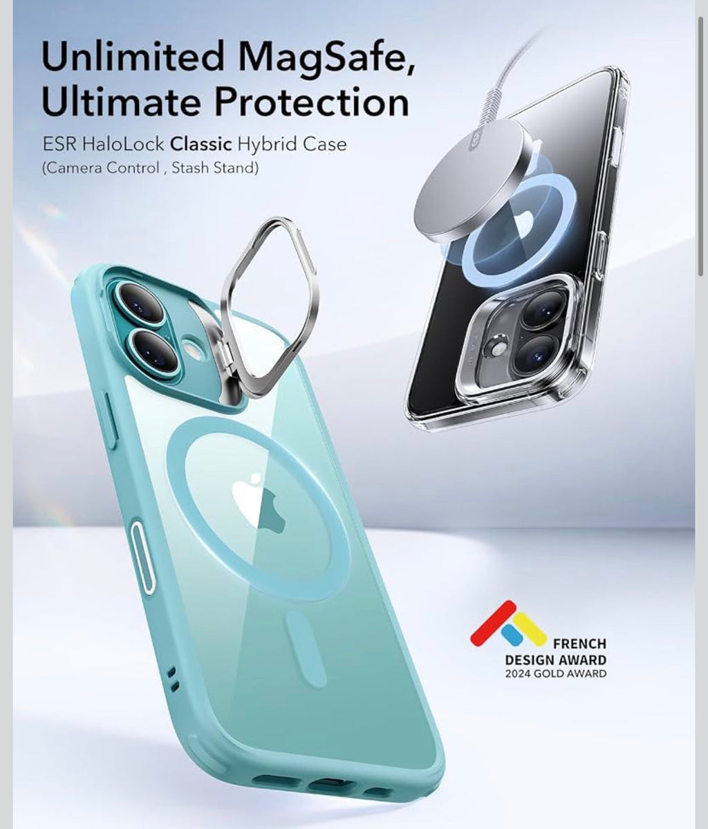ESR - Magsafe Phone Case for iPhone 16+ Plus - Clear w/Green/Blue