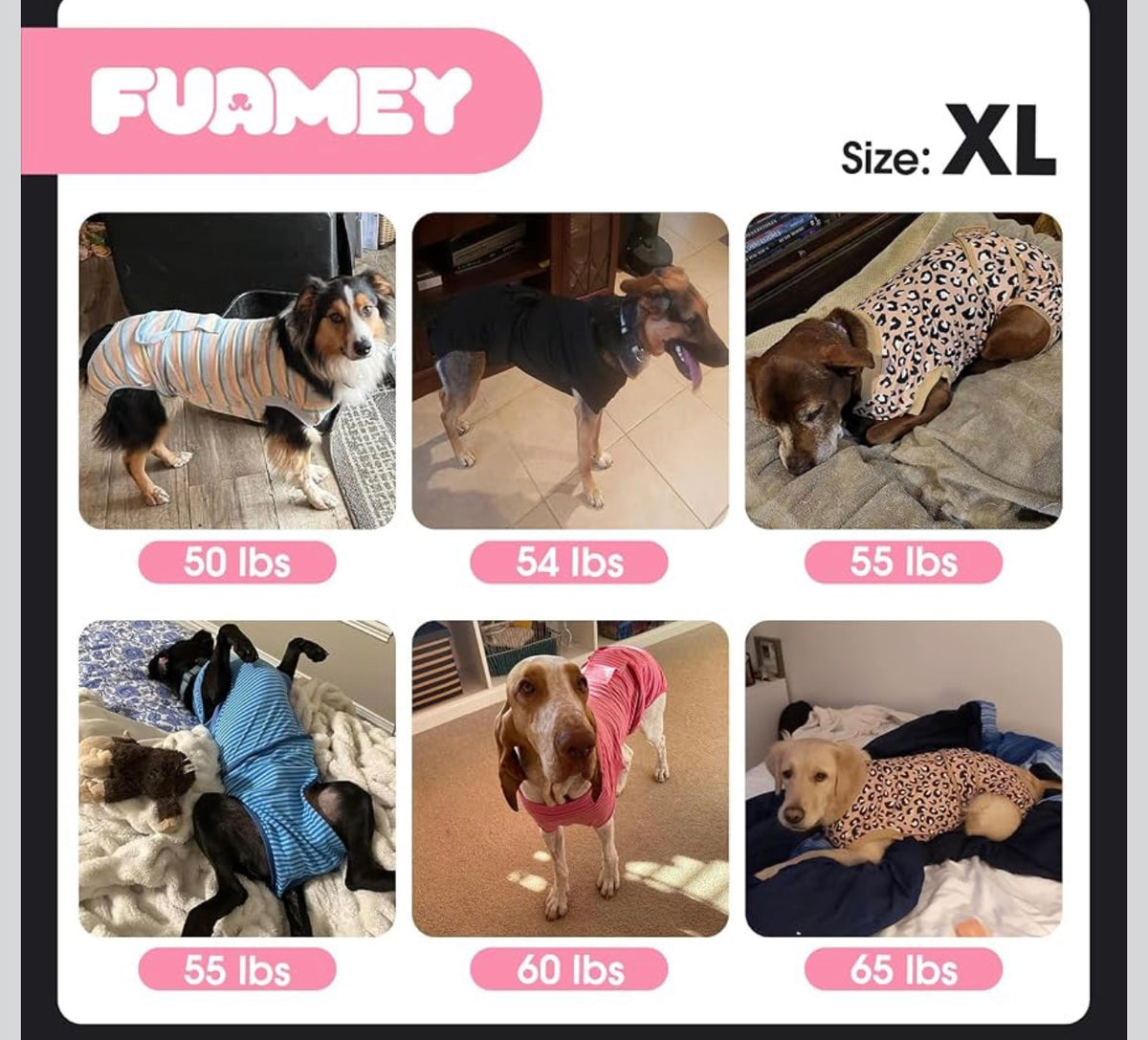 Size XL - Dog Recovery Suit Onesie for Post-Surgery - Pink Leopard Print