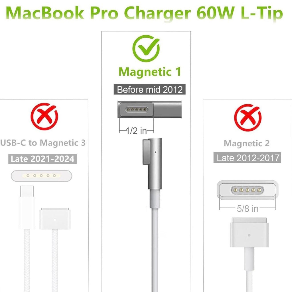 60W L-Tip Mag 1 Charger Power Adaptor for 13” Mac Book Pro Prior to Mid-2012