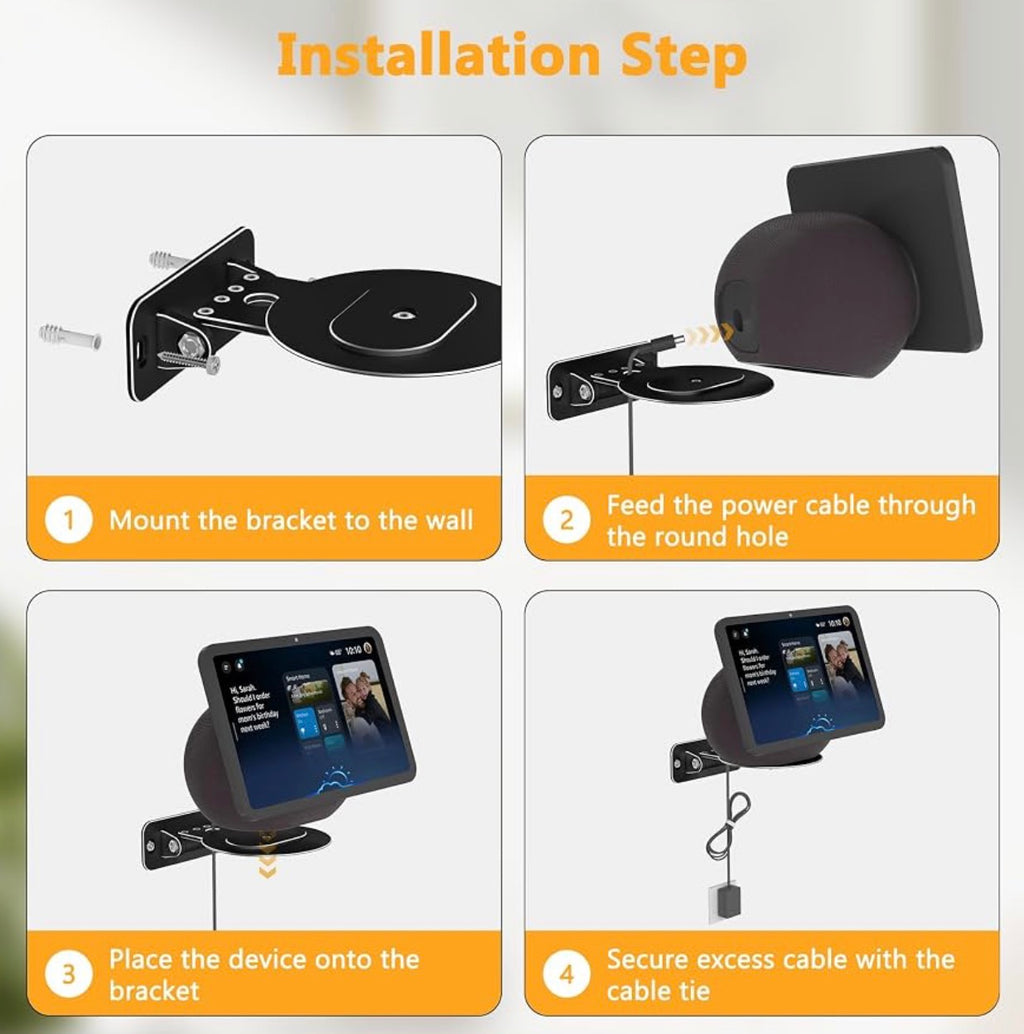 Magnetic Wall Mount Shelf Compatible with Echo Show 8 & Echo Show 11 - Black