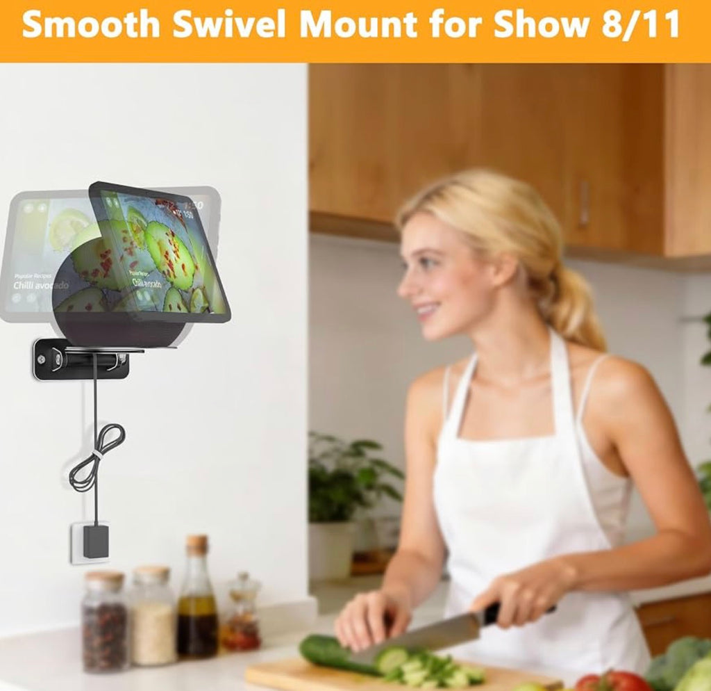 Magnetic Wall Mount Shelf Compatible with Echo Show 8 & Echo Show 11 - Black