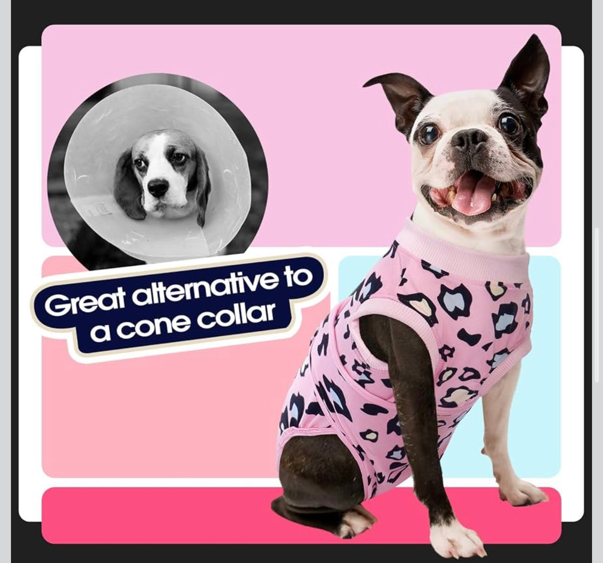 Size XL - Dog Recovery Suit Onesie for Post-Surgery - Pink Leopard Print