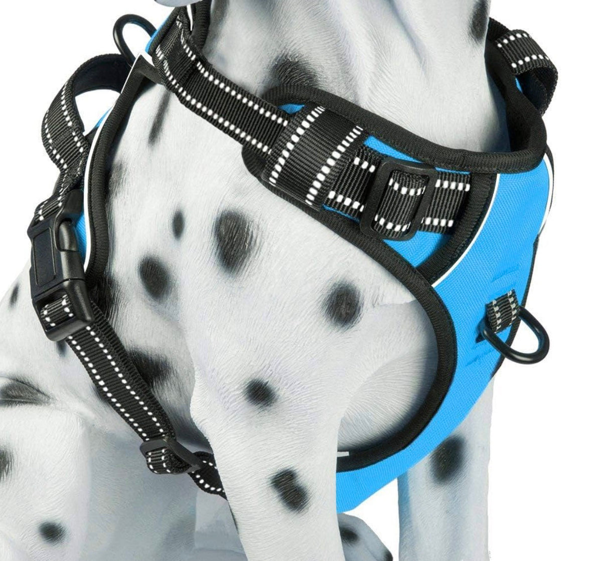 Size XS - Reflective Dog Harness w/Front Clip & Handle - Black & Blue