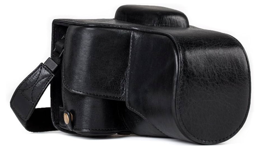 MG1192 Ever Ready Genuine Leather Camera Case Compatible with Canon EOS Rebel T8i, Kiss X10i, Rebel T7i, Kiss X9i, 77D, 9000D (18-55mm), Black