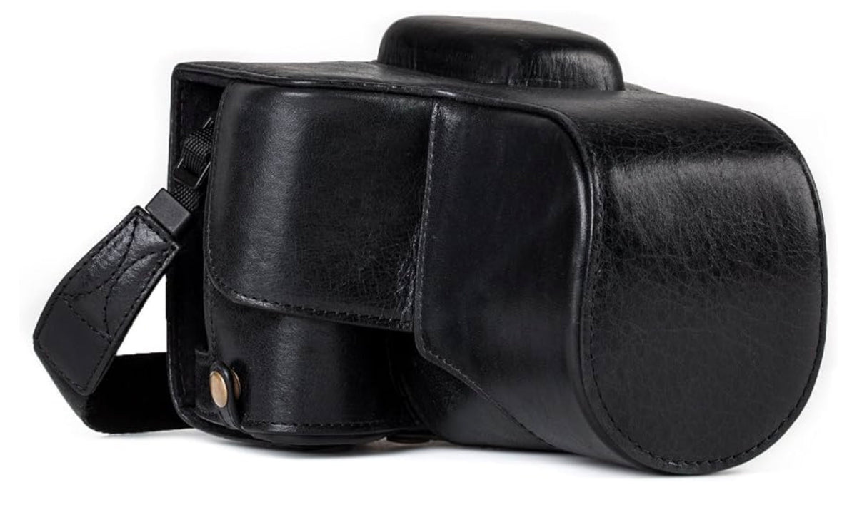 MG1192 Ever Ready Genuine Leather Camera Case Compatible with Canon EOS Rebel T8i, Kiss X10i, Rebel T7i, Kiss X9i, 77D, 9000D (18-55mm), Black