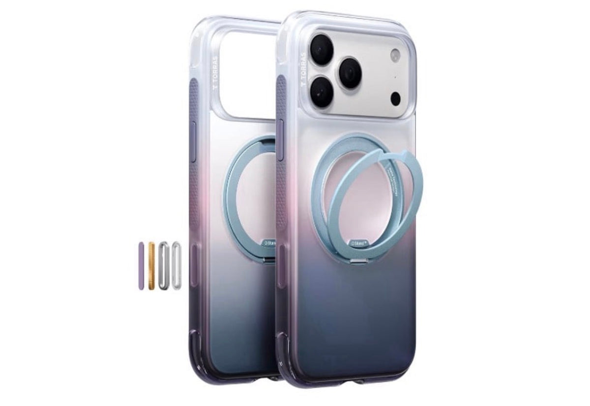 TORRAS - O3 Air Gradient for iPhone 17 Pro Case, 360 Magnetic Stand, Purple
Fit for Magsafe, Military Drop Protection, Camera Control, Shockproof phone case for iPhone 17 Pro 6.3'', Dusk Haze Purple
