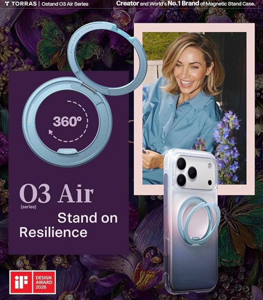 TORRAS - O3 Air Gradient for iPhone 17 Pro Case, 360 Magnetic Stand, Purple
Fit for Magsafe, Military Drop Protection, Camera Control, Shockproof phone case for iPhone 17 Pro 6.3'', Dusk Haze Purple